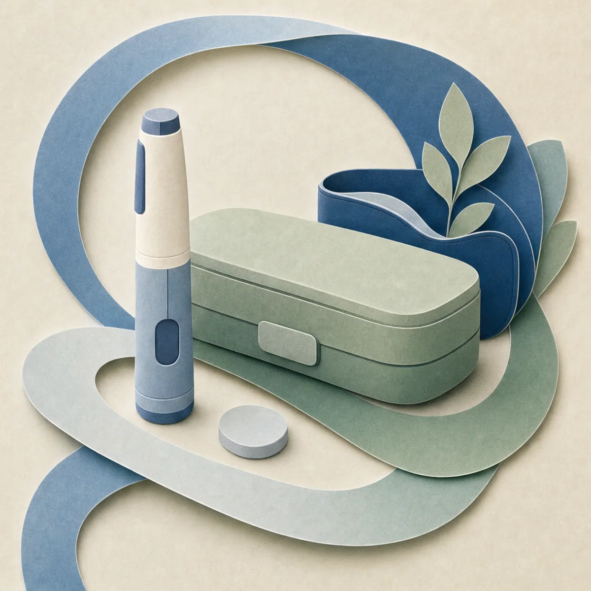 A simplified paper medicine device and storage case following a calm repeatable route