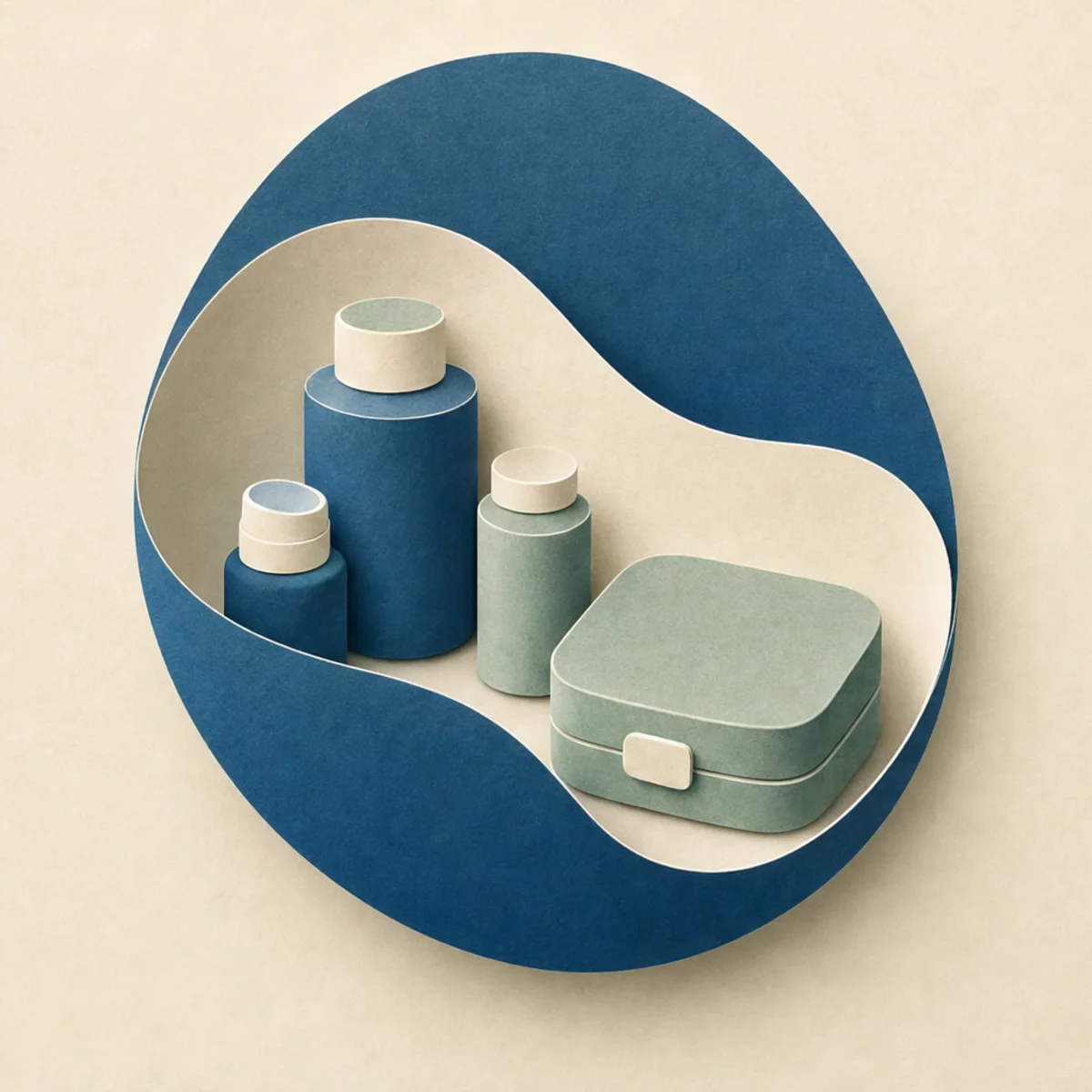 Several precise paper medicine forms following one protected cream pathway